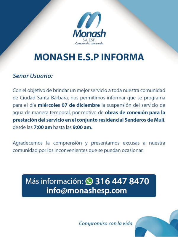 suspension programada monash 7 dic 2022
